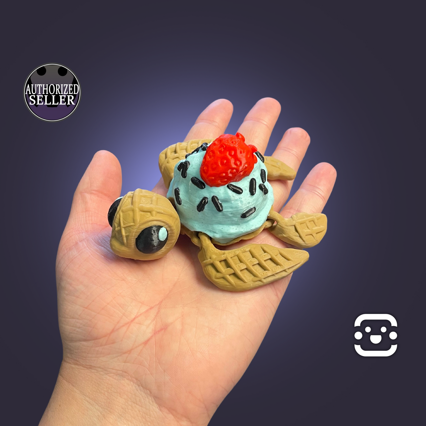 Dessurtle - Dessert / Ice Cream Turtle - 3D Printed - Articulated / Flexi / Fidget / Toy