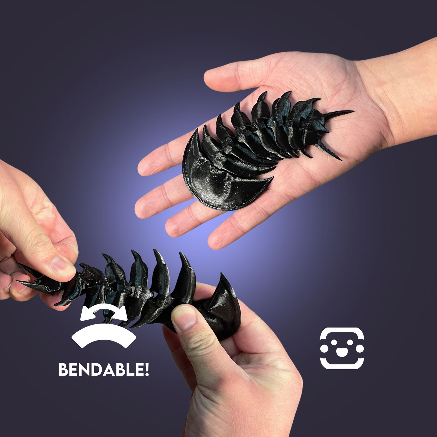 Trilobite - TPU (flexible, Rubber-like) - 3D Printed - Articulated / Flexi / Fidget / Toy